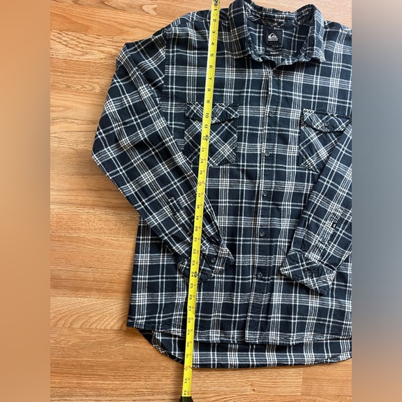 Quiksilver Plaid Flannel Modern Long Sleeve Black & Tan Button Up Men’s XXL - Picture 7 of 9